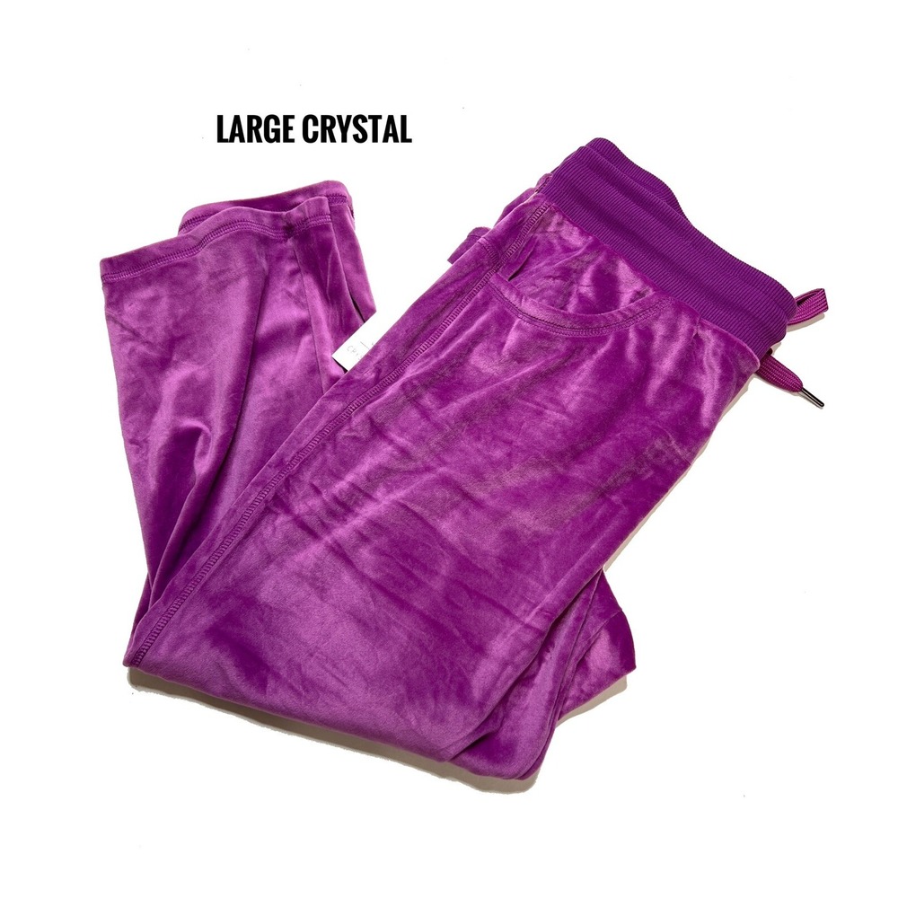 Large LuLaRoe Crystal Velour Crop Capri Pants Solid Magenta Fits 14